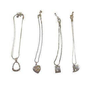 Lot of 4 Brighton Retired Silver Toned Necklaces Shorter Length